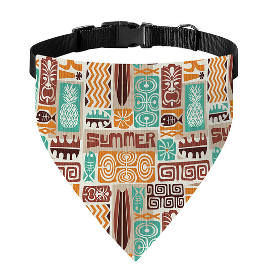 Tropical Tiki Pattern Print Over The Collar Dog Bandana