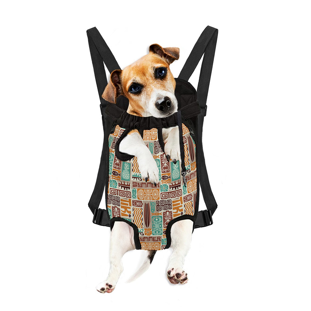 Tropical Tiki Pattern Print Pet Carrier Backpack
