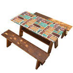 Tropical Tiki Pattern Print Picnic Table Cover