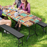 Tropical Tiki Pattern Print Picnic Table Cover