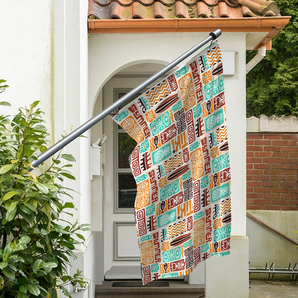 Tropical Tiki Pattern Print Polyester Flag