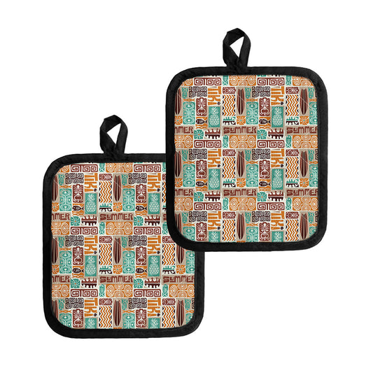 Tropical Tiki Pattern Print Pot Holders