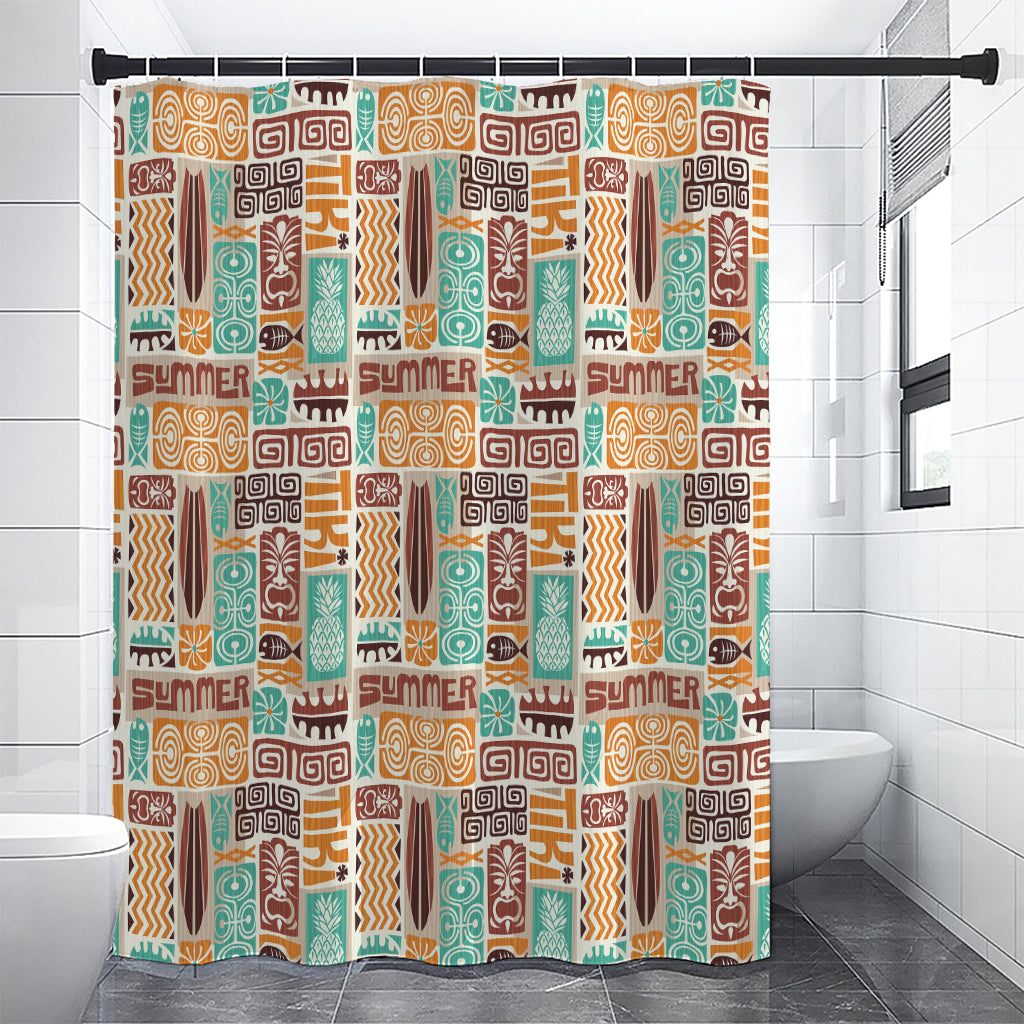 Tropical Tiki Pattern Print Premium Shower Curtain