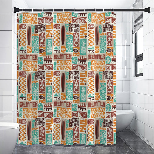 Tropical Tiki Pattern Print Premium Shower Curtain