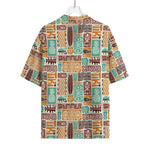 Tropical Tiki Pattern Print Rayon Hawaiian Shirt