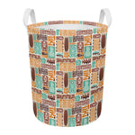 Tropical Tiki Pattern Print Round Laundry Basket