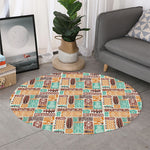 Tropical Tiki Pattern Print Round Rug