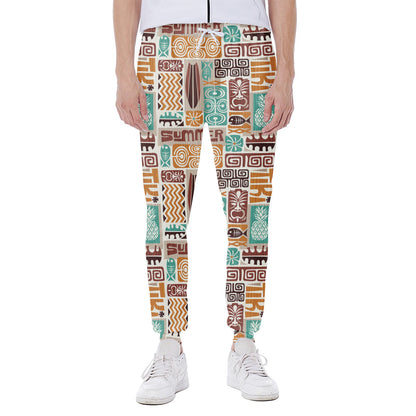 Tropical Tiki Pattern Print Scuba Joggers