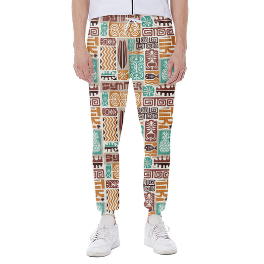 Tropical Tiki Pattern Print Scuba Joggers