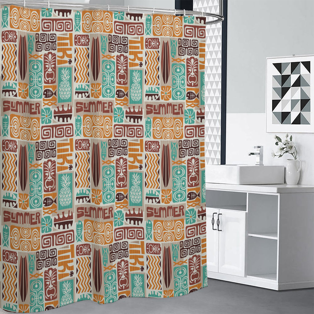 Tropical Tiki Pattern Print Shower Curtain