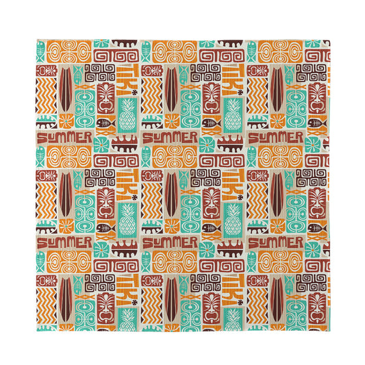 Tropical Tiki Pattern Print Silk Bandana