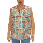 Tropical Tiki Pattern Print Sleeveless Baseball Jersey