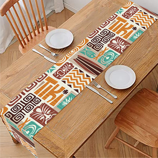 Tropical Tiki Pattern Print Table Runner