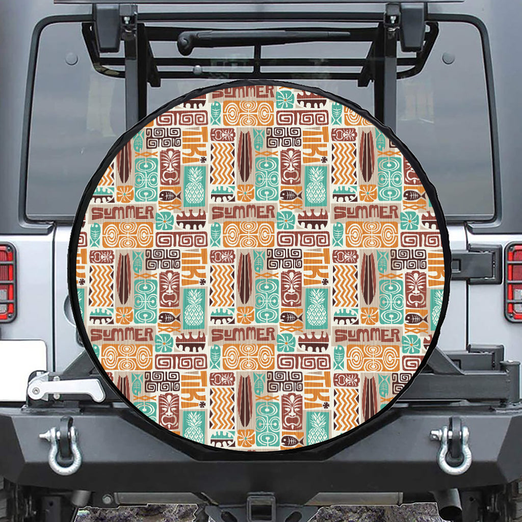 Tropical Tiki Pattern Print Tire Cover