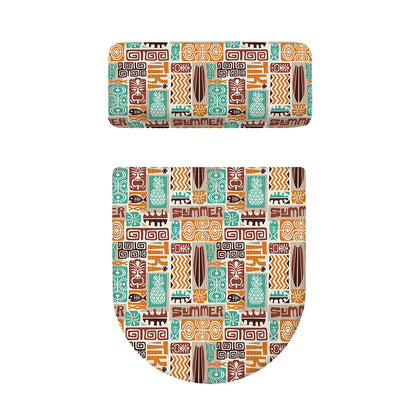 Tropical Tiki Pattern Print Toilet Lid And Tank Cover Set