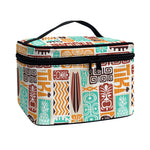 Tropical Tiki Pattern Print Travel Makeup Bag