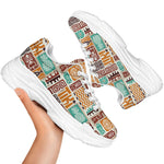 Tropical Tiki Pattern Print White Chunky Shoes