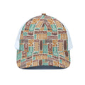 Tropical Tiki Pattern Print White Mesh Trucker Hat