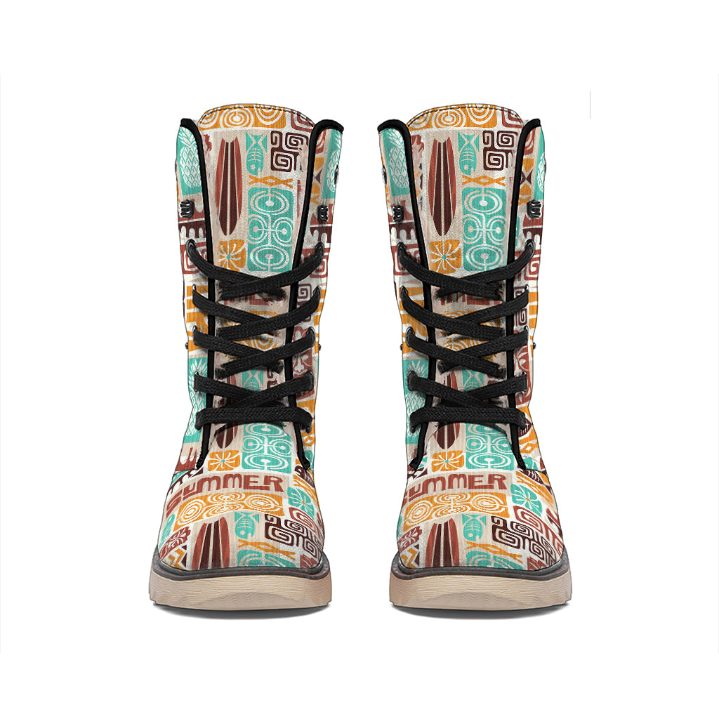 Tropical Tiki Pattern Print Winter Boots