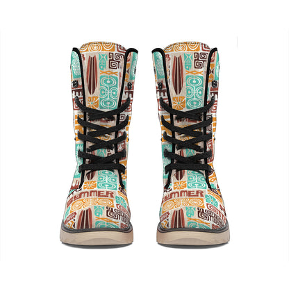 Tropical Tiki Pattern Print Winter Boots