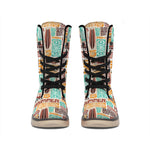 Tropical Tiki Pattern Print Winter Boots