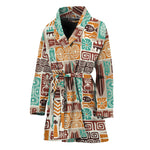 Tropical Tiki Pattern Print Women's Bathrobe