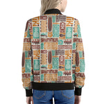Tropical Tiki Pattern Print Women's Bomber Jacket