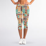 Tropical Tiki Pattern Print Women's Capri Leggings