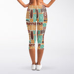 Tropical Tiki Pattern Print Women's Capri Leggings