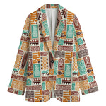 Tropical Tiki Pattern Print Women's Cotton Blazer