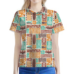 Tropical Tiki Pattern Print Women's Polo Shirt