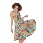 Tropical Tiki Pattern Print Women's Sleeveless Dress