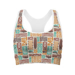 Tropical Tiki Pattern Print Women's Sports Bra