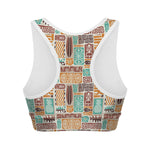 Tropical Tiki Pattern Print Women's Sports Bra
