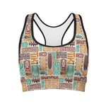 Tropical Tiki Pattern Print Women's Sports Bra