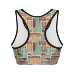 Tropical Tiki Pattern Print Women's Sports Bra