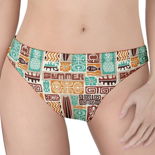 Tropical Tiki Pattern Print Women's Thong