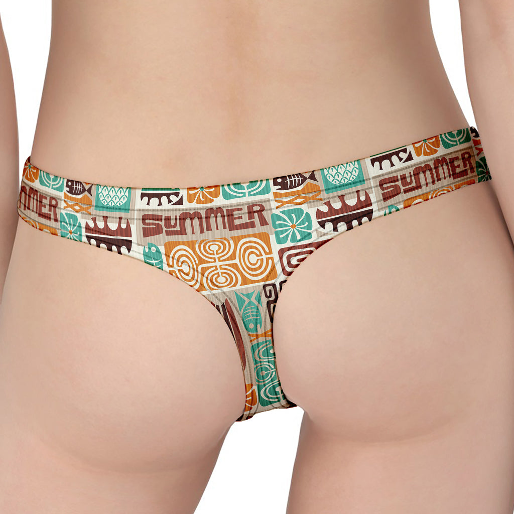 Tropical Tiki Pattern Print Women's Thong