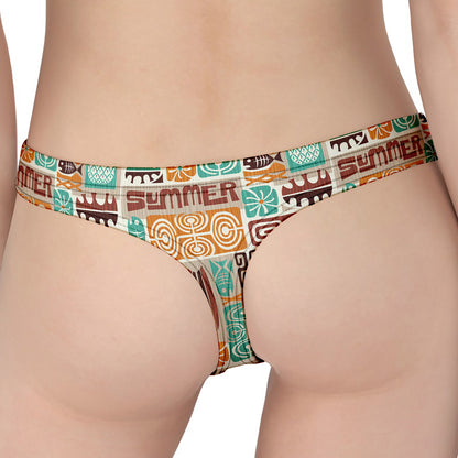 Tropical Tiki Pattern Print Women's Thong