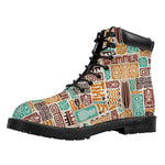 Tropical Tiki Pattern Print Work Boots