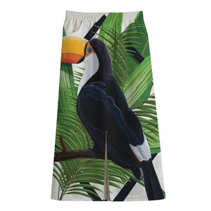 Tropical Toco  Toucan Print Cotton Front Slit Maxi Skirt