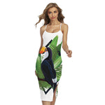 Tropical Toco  Toucan Print Cross Back Cami Dress