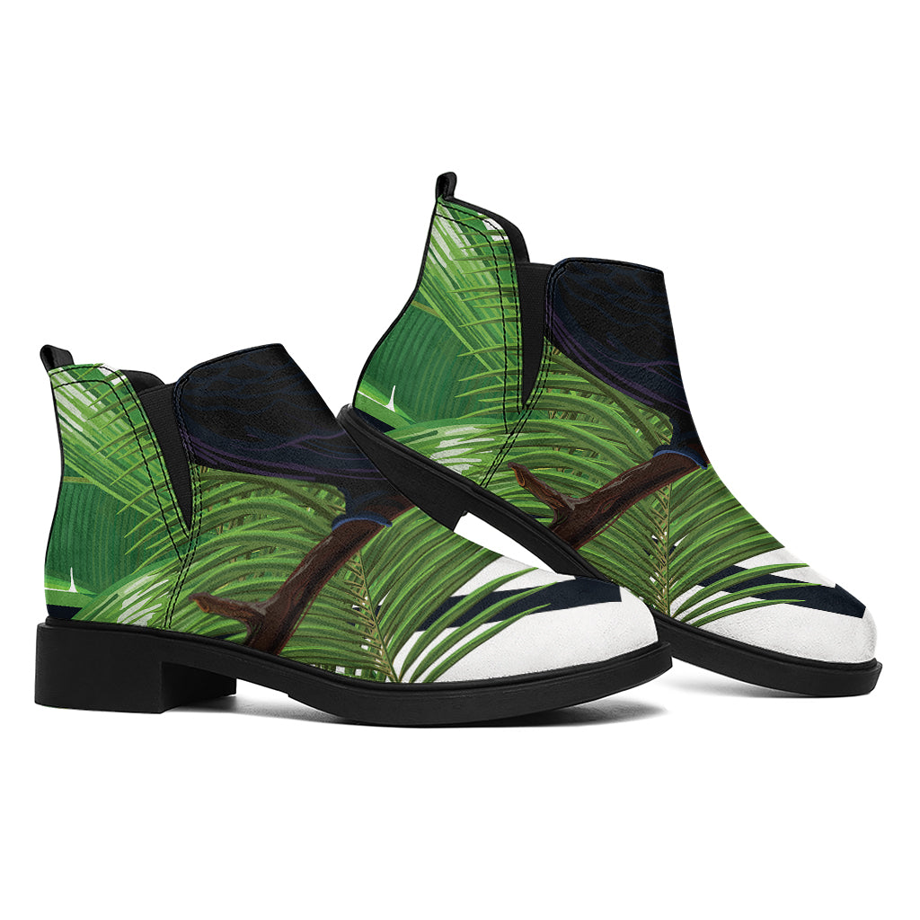 Tropical Toco  Toucan Print Flat Ankle Boots