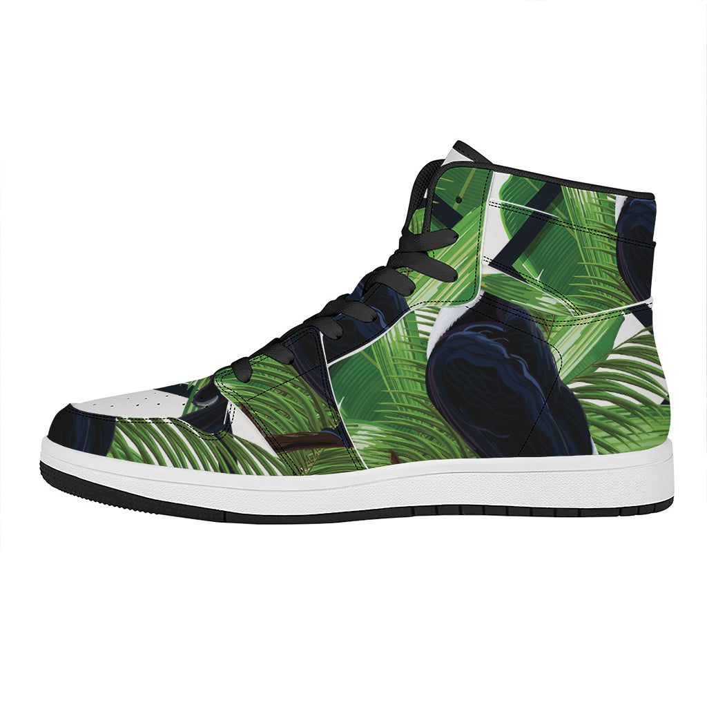 Tropical Toco  Toucan Print High Top Leather Sneakers
