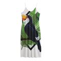 Tropical Toco Toucan Print Jersey Midi Cami Dress