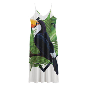 Tropical Toco  Toucan Print Jersey Midi Cami Dress