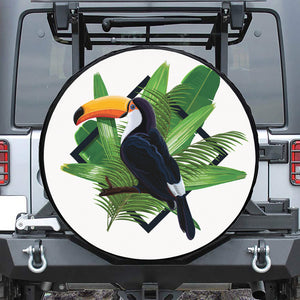 Tropical Toco  Toucan Print Leather Spare Tire Cover