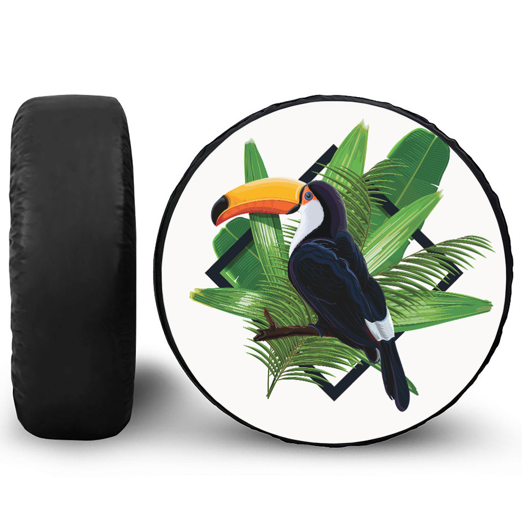 Tropical Toco  Toucan Print Leather Spare Tire Cover