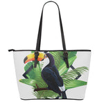 Tropical Toco  Toucan Print Leather Tote Bag