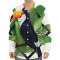 Tropical Toco Toucan Print Long Sleeve Baseball Jersey